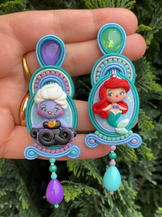 Orecchini grandi Ariel e Ursula