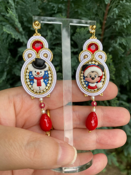 Orecchini medi Topolino e pupazzo