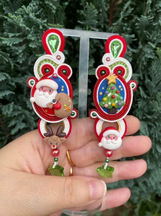 Orecchini big Babbo Natale e Albero