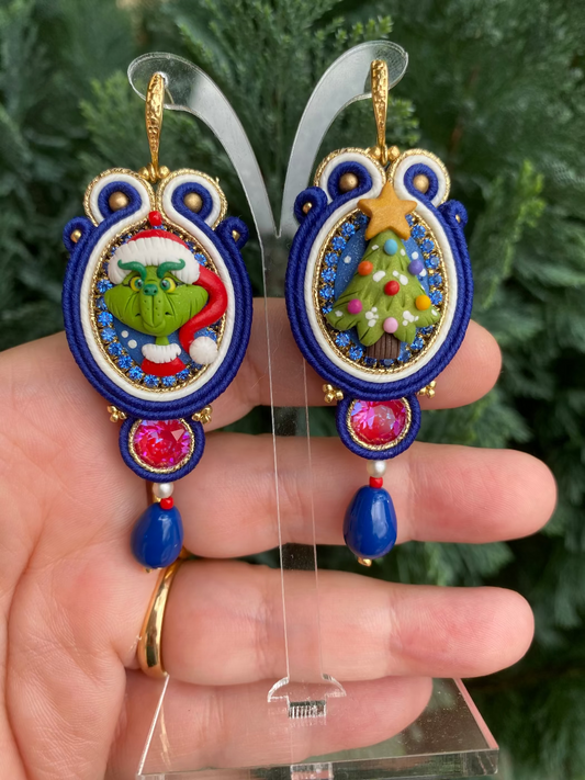 Orecchini medi Grinch e Albero