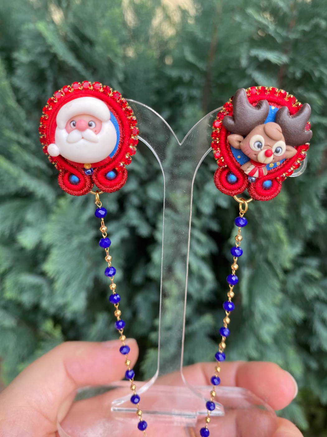 Fiabellino Babbo Natale e Rudolph rosso