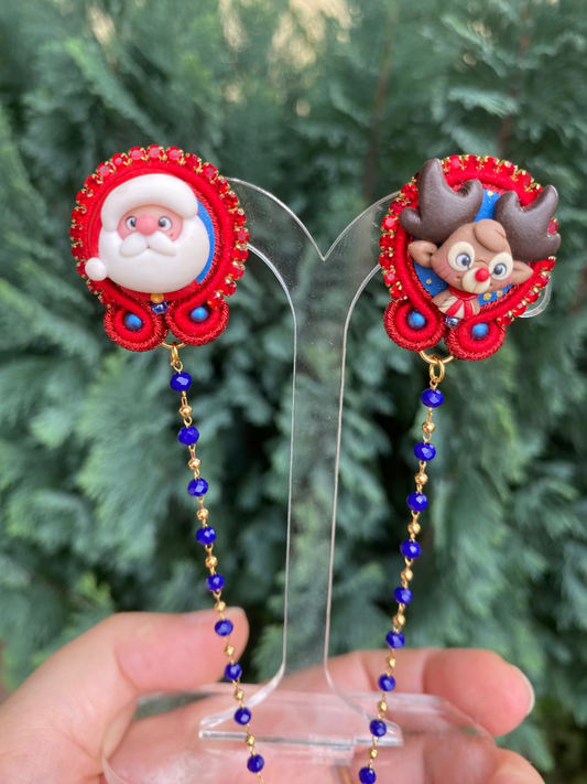 Fiabellino Babbo Natale e Rudolph rosso