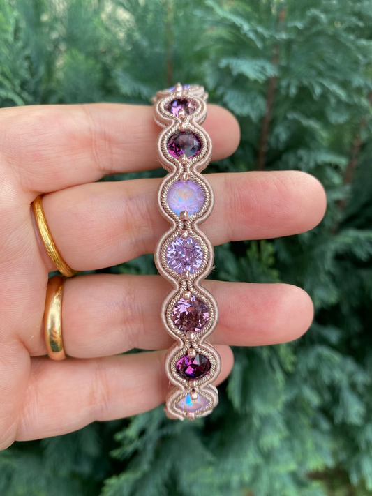 Bracciale con Swarovski toni oro rosa e viola