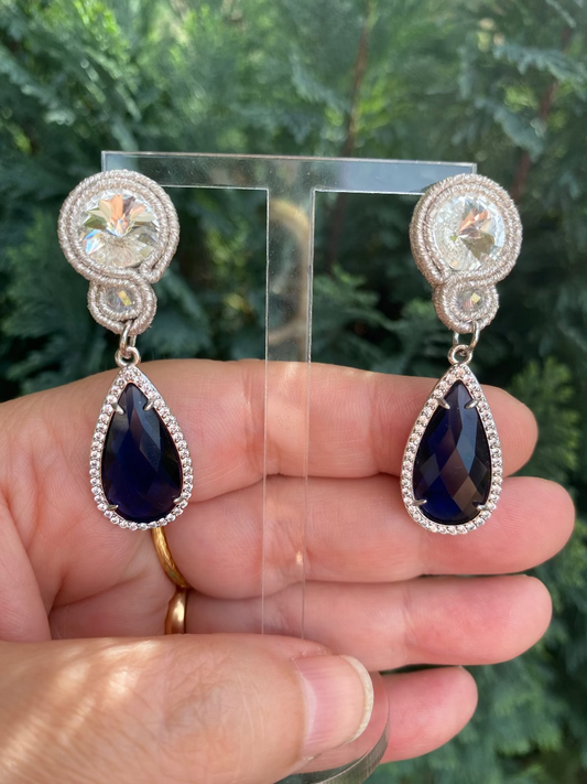 Orecchini argento con pendente blu